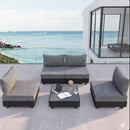 Patio Sectional Set With Modular Armless Chairs And Coffee Table - Gray by HouseOfZazla