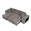 Modern L-Shape 3 Seat Reversible Sectional Couch, Pull Out Sleeper Sofa With Storage Chaise And 2 Stools For Living Room Furniture Set by HouseOfZazla