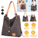 Ladies Canvas Tote Bag Multifunctional Purse Handbag Adjustable Shoulder Rucksack Convertible Backpack Wear-Resistant Dirt-Proof For Women School Offi