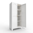 2 Shapely Doors Cabinet Metal Storage Cabinet With Doors And Adjustable Shelves For Bedroom Living Room - White by HouseOfZazla