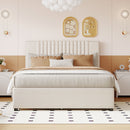 Upholstered Platform Bed With Drawers, Classic Headboard Design by Unique Piece Furniture