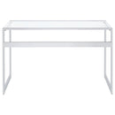 Hartford 47-inch Glass Top Writing Desk Chrome