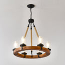 Rustic 6-Light Wagon Wheel Chandelier, Farmhouse Chandeliers