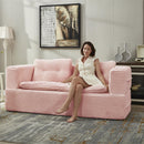Multi Functional Sectional Sofa Bed With Independent Chaise Lounge And Functional Blanket, Convertible King Size Bed, Deep Seat - Baby Pink by HouseOfZazla