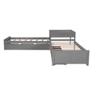 L Shaped Platform Bed With Trundle And Drawers Linked With Built In Desk by HouseOfZazla