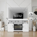 Farmhouse TV Stand With Sliding Barn Doors & Adjustable Storage