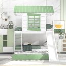 Twin Over Twin House Bunk Bed With Convertible Slide And Trundle - White by HouseOfZazla