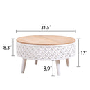 Round Coffee Table With Storage - White / Light Oak by Unique Piece Furniture