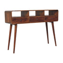 Solid Wood Triple Curved Chestnut Console Table