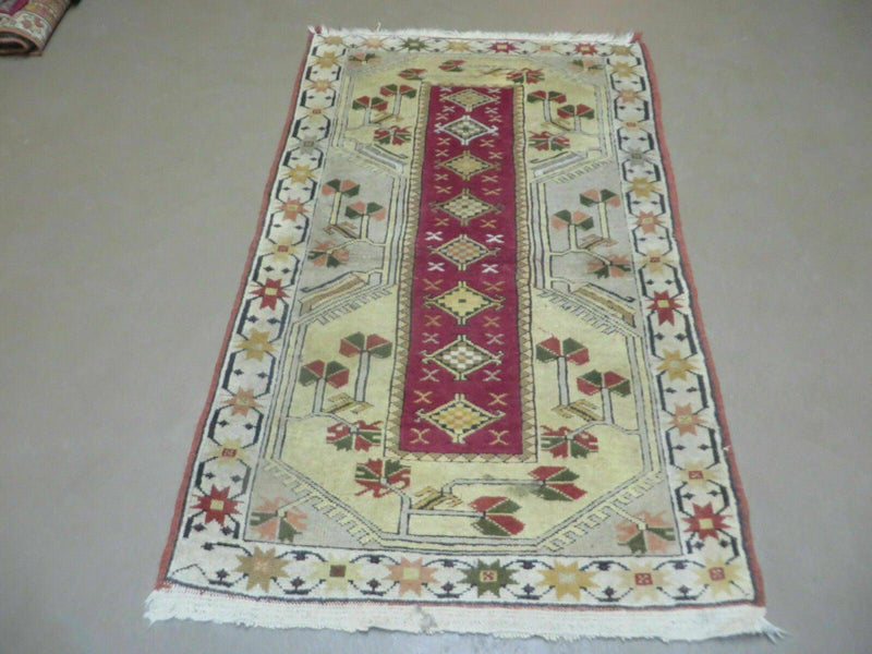 3' X 5' Vintage Handmade Turkish Turkey Oushak MILAS Wool Accent Rug Carpet Nice