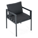 7 Piece Outdoor Dining Set With Table And 6 Chairs - Black / Gray / Teak