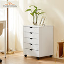 5 Drawer Chest - Storage Cabinets Dressers Wood Dresser Cabinet with Wheels Mobile Organizer Drawers for Office