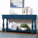 63inch Long Wood Console Table with 3 Drawers and 1 Bottom Shelf for Entryway Hallway Easy Assembly Extra-thick Sofa Table(Navy Blue)