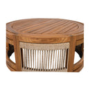27.95" Acacia Wood Outdoor Coffee Table with Handwoven Rope Accent by HouseOfZazla