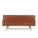 Adelaide Mid Century Modern Tufted Sofa With Rolled Accent Pillows - Light Brown by HouseOfZazla