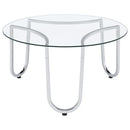 Beller Round Tempered Glass Top Cocktail Coffee Table Chrome