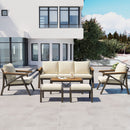 6-Piece Outdoor Patio Furniture Set with Steel Frame Sofa & Acacia Wood Table by HouseOfZazla