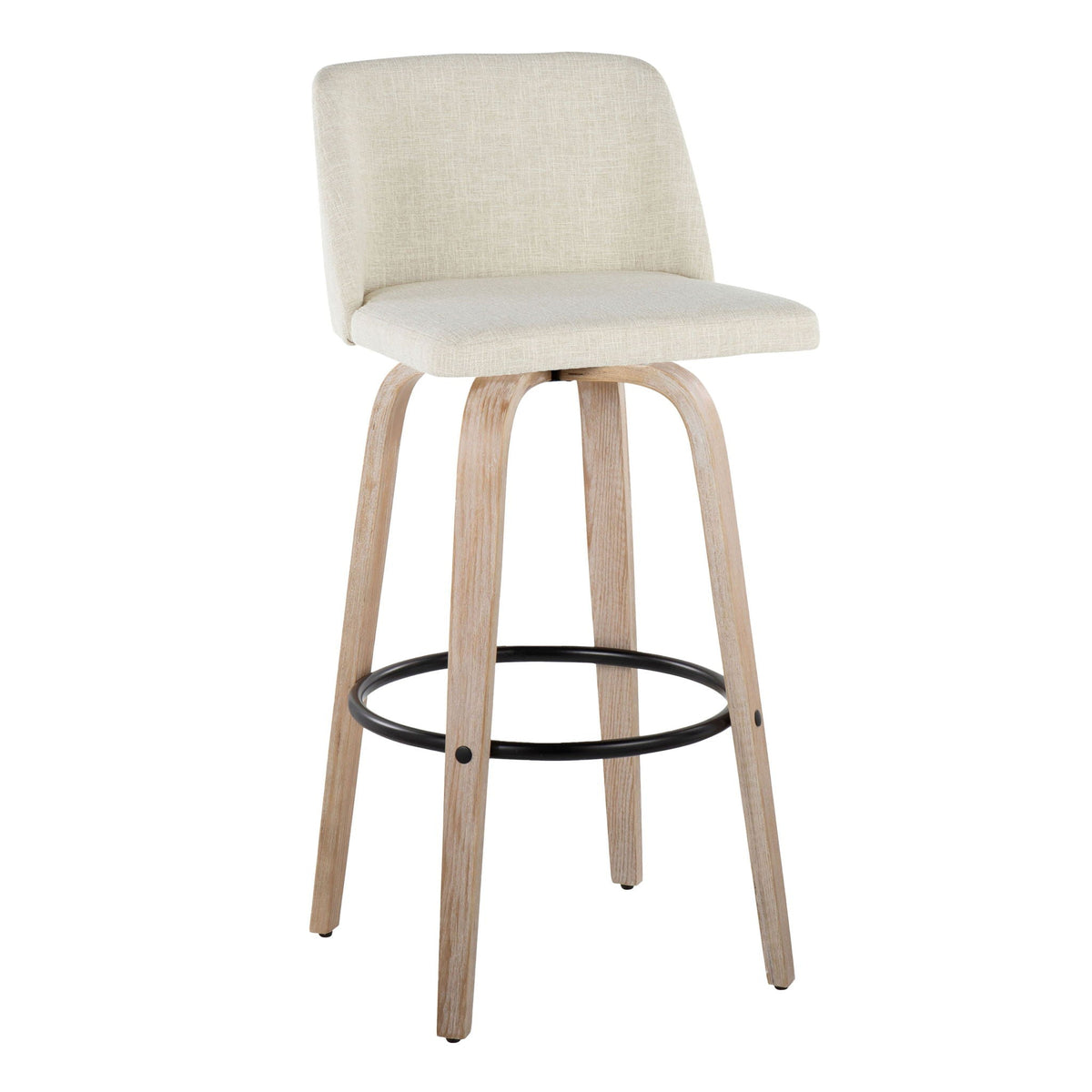 Toriano - Contemporary Fixed Height Barstool Swivel And Round Footrest (Set of 2), photo 12 of 12