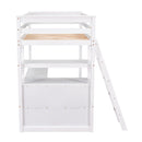 Modern Loft Bed With Built In Desk, Shelves, And 2 Drawers by HouseOfZazla