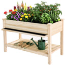 Raised Garden Bed with Water Collection Tray and Storage Shelf