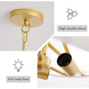 3-Light Gold Fabric Drum Pendant Light