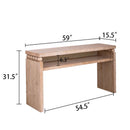 Modern Rustic Console Table, Wood Entryway Table With Shelf & Decorative Bead Detail - Natural by HouseOfZazla