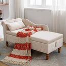 Chaise Lounge Indoor, Lounge Chair For Bedroom With Storage & Pillow, Modern Upholstered Rolled Arm Chase Lounge For Sleeping With Nailhead Trim For Living Room Bedroom Office by Unique Piece Furniture