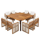 9-Piece Acacia Wood Outdoor Patio Dining Set