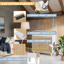 Pet Friendly Furniture Style Cat Litter Box House With Sisal Scratching Door And Charging Socket - Beige / White by HouseOfZazla