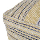 Western - Handcrafted Fabric Pouf, Durable - Natural / Blue by HouseOfZazla
