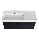 Modern Chestnut Wall Mounted Bathroom Vanity With Left Resin Sink And Storage Rack - Black Chestnut by HouseOfZazla