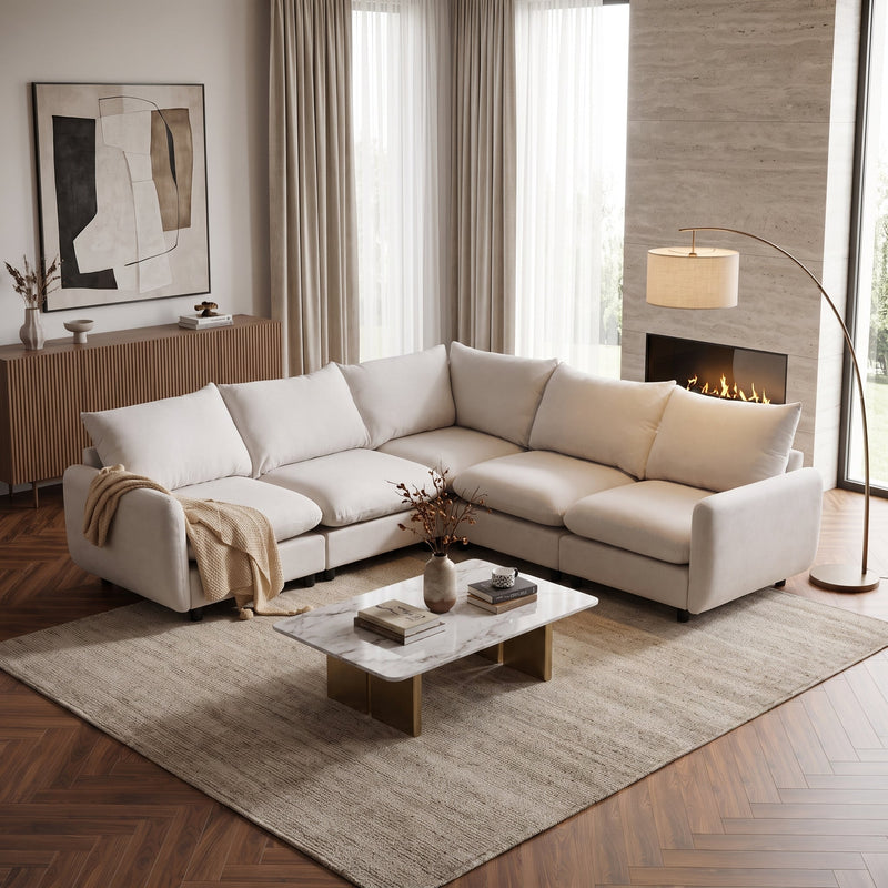 99 in. Oversize 5-Piece L Shaped Modular Sectional Sofa