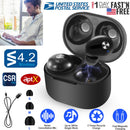 TWS True Wireless V4.2 Earbuds IPX4 In-ear stereo Earphone Hands-free Deep Bass Earpiece w/Mic Magnetic Charging Case 30Hrs Single Earbud Work Time Dr