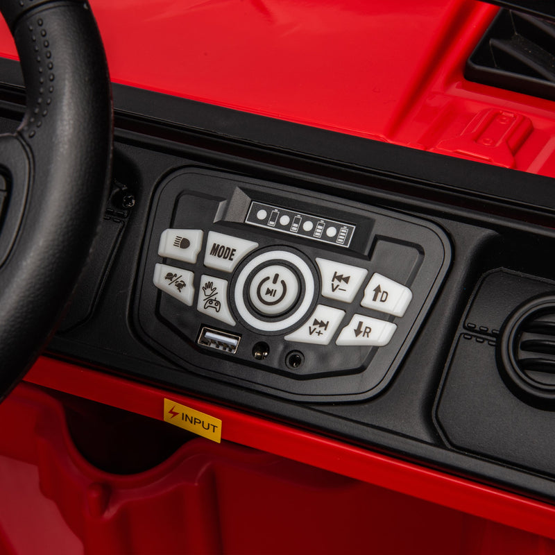 24V Ride On Large PickUp Truck car for Kids,ride On 4WD Toys with Remote Control,Parents Can Assist in Driving,Bluetooth music version,Pickup truck design with spacious storage in the rear.