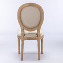 French Style Solid Wood Frame Antique Painting Fabric Back Dining Chair (Set of 2)