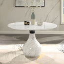 Koen - Round Dining Table, Engineering Marble Top - White & Black by Unique Piece Furniture