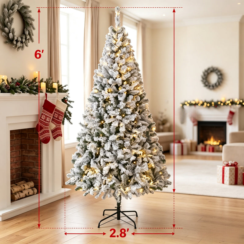 6 Ft Pre-Lit Flocked Fraser Fir Artificial Christmas Tree, photo 5 of 8