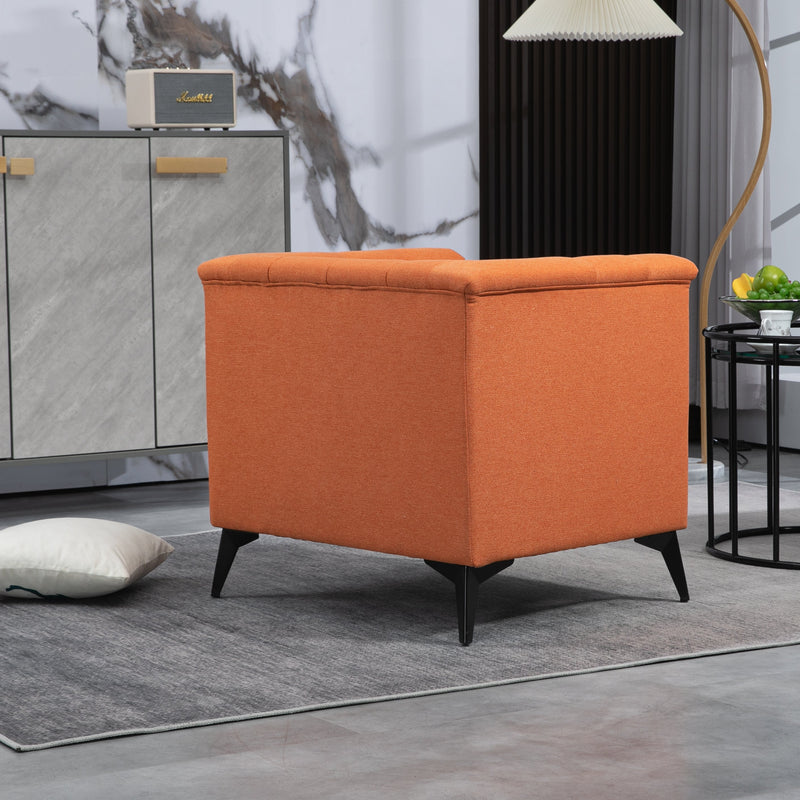 Accent Chair Living Room Chairs Single Sofa Chair,Arm Chairs with Linen Fabric, Mid Century Accent Arm Chairs Comfy Reading Lounge Club Armchair for Bedroom Office Study