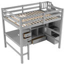 Loft Bed & L Shaped Desk, Drawers, Cabinet, And Storage Staircase