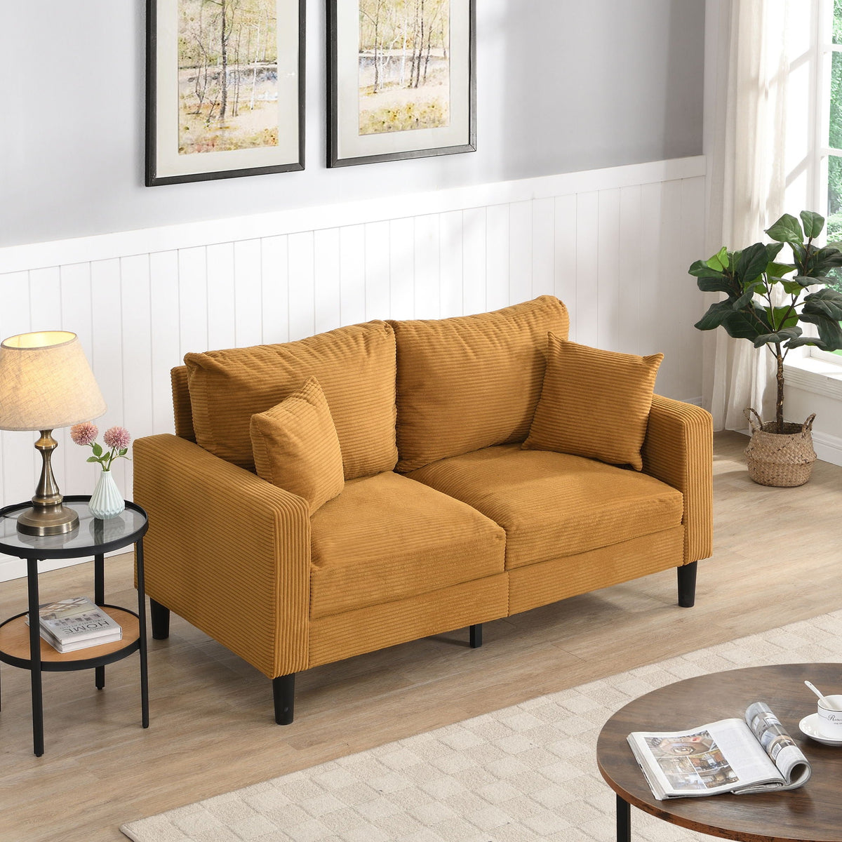 Modern Upholstered Loveseat Sofa, High Resilience, photo 30 of 32