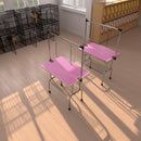 Folding Dog Pet Grooming Table Stainless Steel Frame Rubber Mat On Board With Adjustable Arm And Clamps Pet Dog Cat Grooming Table by HouseOfZazla