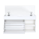 Modern Design Entryway Bench With Adjustable 3 Tier Flip-Up Drawers And Hidden Cabinet - White by HouseOfZazla