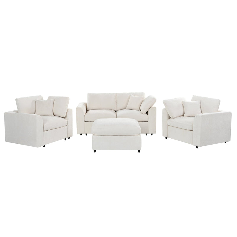 U-Style 4-Piece Sofa Set, 2 Accent Chairs + Loveseat + Movable Ottoman, photo 6 of 10