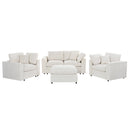 U-Style 4-Piece Sofa Set, 2 Accent Chairs + Loveseat + Movable Ottoman