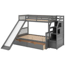 Bunk Bed With Storage Staircase, Slide, Desk, Drawers, And Shelves by HouseOfZazla
