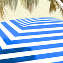 5.9' x 5.9' Portable Beach Umbrella, Ruffled Outdoor Cabana with Walls, Vents, Sandbags, Carry Bag, Blue & White Stripe