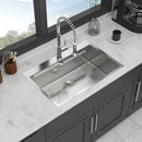 33 x 22 inches Brushed Nickel 33' Drop in Kitchen Sink with Ledge Workstation, Single Bowl, 16 Gauge Stainless Steel by HouseOfZazla