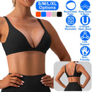 Women Deep V-Neck Sports Bras U-Shaped Back Sport Bras Padded StrappyÊCrop Open Back Low Impact Bras SexyÊFitnessÊTank Tops with Removable Pads for Gy