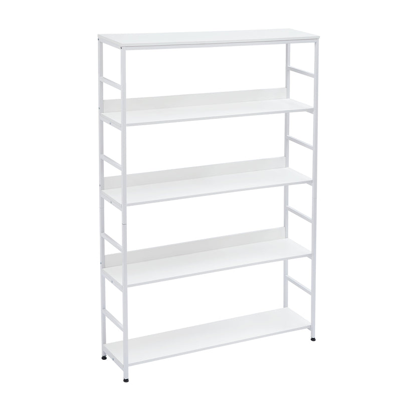 5-Tier Home Office Bookcase Open Bookshelf Storage Large 5 Shelf Bookshelf Furniture with Metal Frame, White