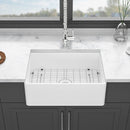 Elegant Farmhouse Apron Front Ceramic Single Bowl, Kitchen Basin